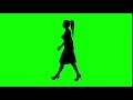 00089_woman on high heels and ponytail silhouette walking on green screen