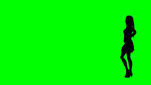 00127_fashion model silhouette catwalk on green screen 3D animation