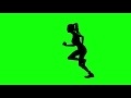00202_woman with ponytail silhouette running fast on green screen