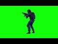 00276_swat officer standing and shooting on green screen seamless loop 3D animation
