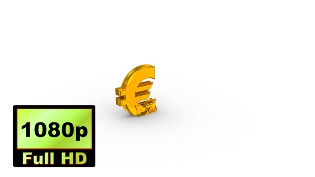00033_gold euro sign falling & breaking 3D animation