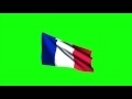 00121_France flag waving on green screen 3D animation