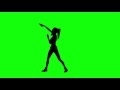 00096_woman with ponytail silhouette dancing on green screen seamless loop