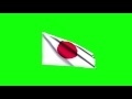 00222_Japan flag waving on green screen 3D animation