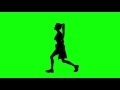 00207_athlete woman silhouette exercise walking energetically on green screen