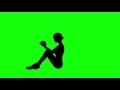 00203_athlete woman silhouette exercise sit-ups on green screen seamless loop