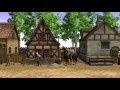 00170_medieval fantasy village with characters seamless loop 3D animation