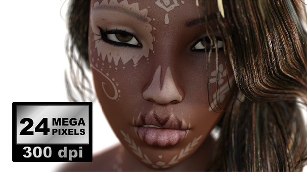 IMAGES_PACK_0004_ beautiful woman face with tattoo close up photorealistic rendering