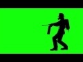00145_fireman silhouette loaded with gear extinguishes fire on green screen