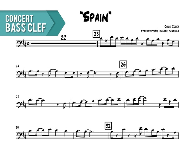 chick corea spain concert bass clef