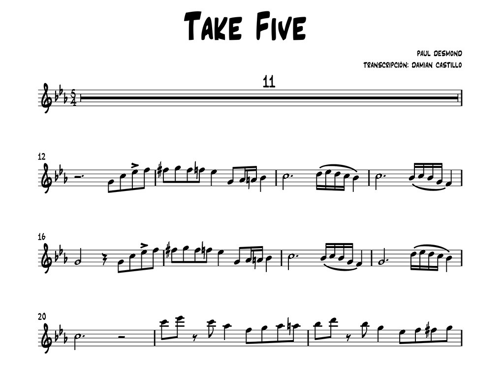 Paul Desmond - Take Five - Sax alto. - DamianSheets