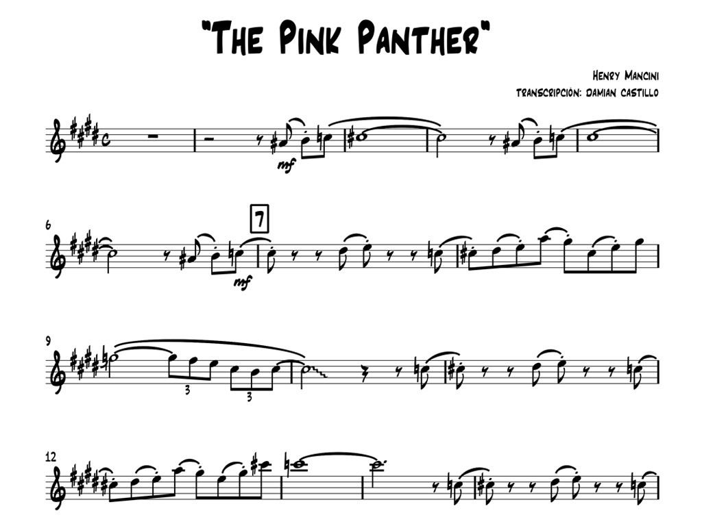 Henry Mancini "The Pink Panther" Sax alto. DamianSheets