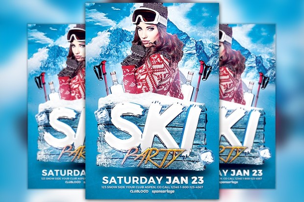 Ski Party Flyer Template