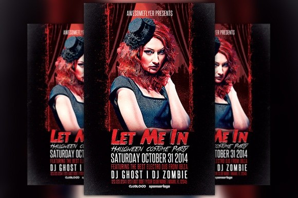 Let Me In Halloween Party Flyer Template