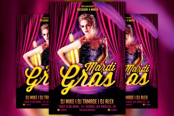 Mardi Gras Party Flyer Template