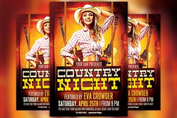 Western Country Night Flyer Template