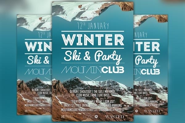 Winter Ski Party Flyer Template