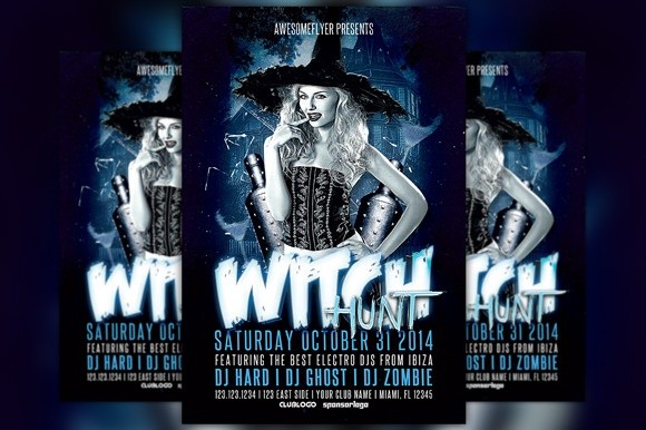 Witch Hunt Halloween Party Flyer Template