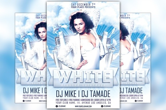 White Dressed Saturdays Flyer Template