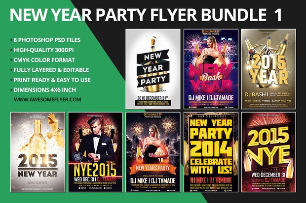 New Year Flyer Template Bundle