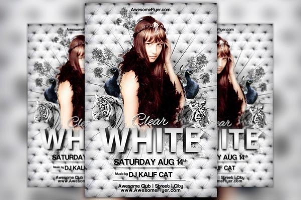 White Tiger Club Party Flyer Template