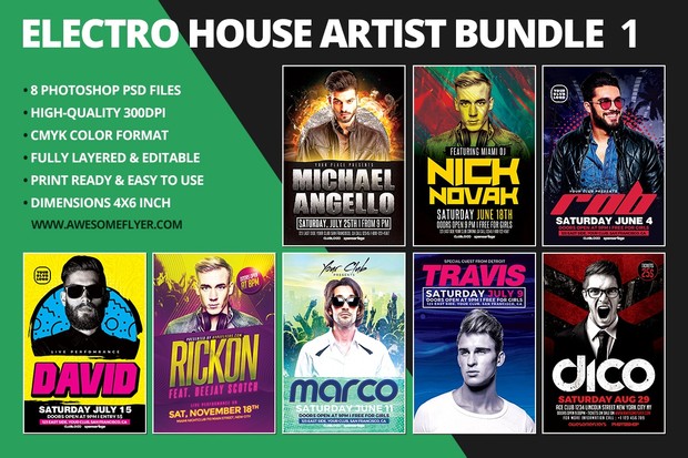 Electro House Artist Flyer Bundle 1
