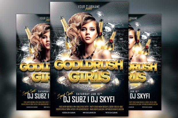 Goldrush Girls Club Flyer Template