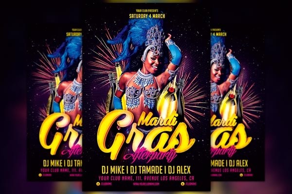 Mardi Gras Afterparty Flyer Template