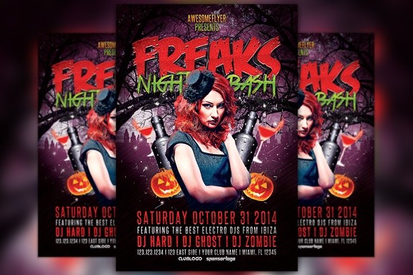 Freaks Night Halloween Party Flyer Template