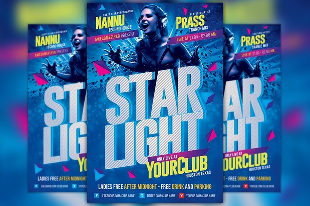 Starlight Club Party Flyer Template
