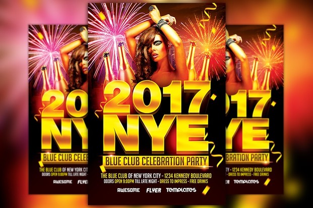 New Years Eve Party Celebration Flyer Template