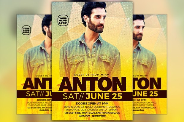 DJ Anton Club Party Flyer Template