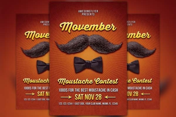 Movember Mustache Contest Flyer Template