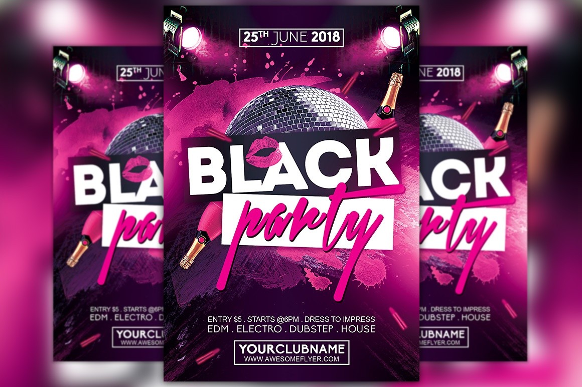 Black Party Night Flyer Template Awesomeflyer