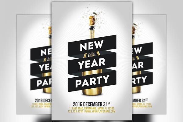 Minimal New Year Party Flyer Template