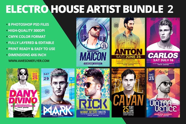 Electro House Artist Flyer Bundle 2
