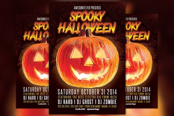 spooky halloween party flyer template