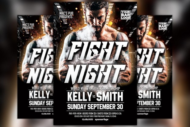 Fight Night MMA Sport Event Flyer Template