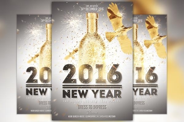 new year gold flyer template awesomeflyer