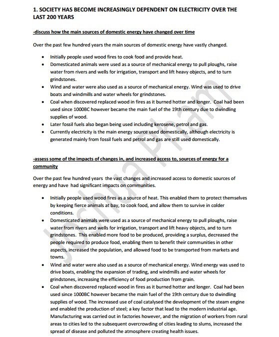 Electrical Energy in the Home Notes (Preliminary Year 11)