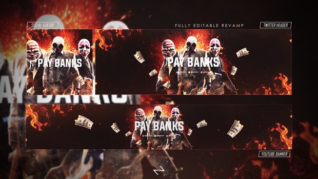 PREMADE Social Media REVAMP(TwitterHeader, YoutubeBanner, Avatar)│PSD Template