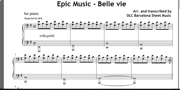 Epic Music (Belle Vie) Sheet music (.pdf)