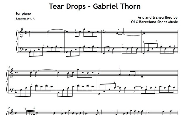 Teardrops (Gabriel Thorn) Sheet music (.pdf)