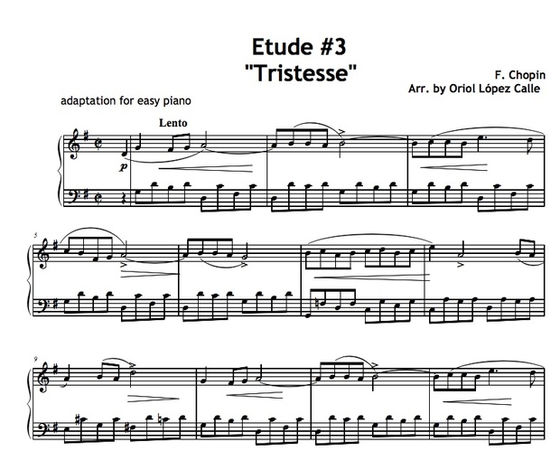 Etude No. 3 Tristesse (Chopin) Sheet music (.pdf)