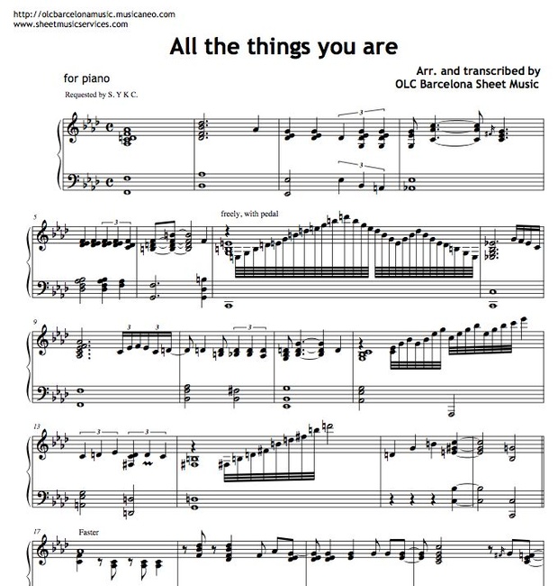 All the things you are - sheet music (piano jazz arrangement )