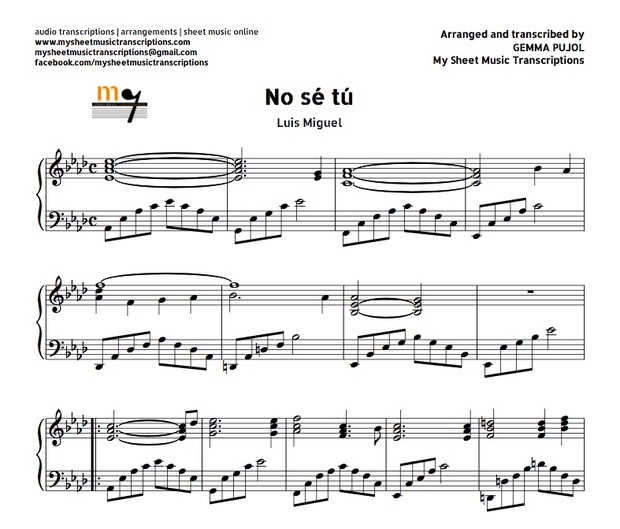 No Sé Tu (Luis Miguel) Sheet music (.pdf)