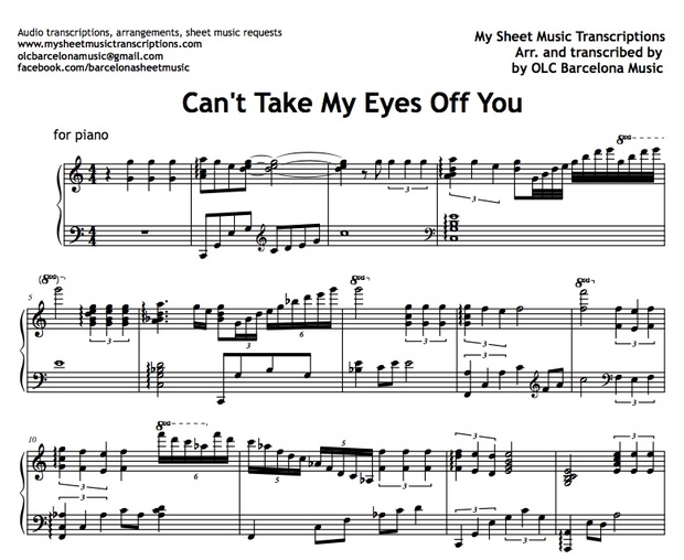 Can't Take My Eyes Off You (Frankie Valli and The 4 Seasons) Sheet music (.pdf)