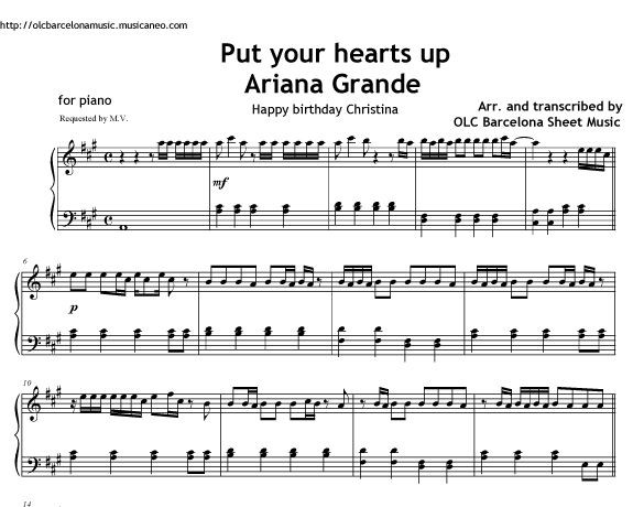 Put Your Hearts Up (Ariana Grande) Sheet music (.pdf)
