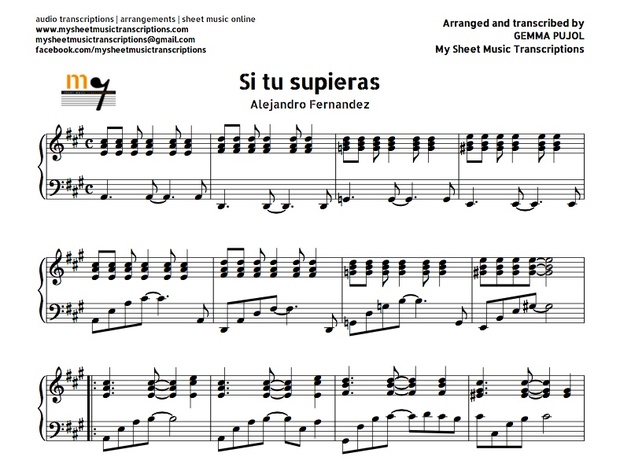 Si Tú Supieras Piano Accompaniment (Alejandro Fernández) Sheet music (.pdf)