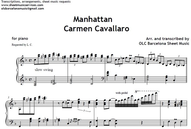 Manhattan (Carmen Cavallero) - piano sheet arrengement